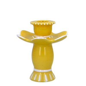 Gisela Graham Ceramic Candle Holder Yellow Fiesta